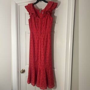 ANTONIO MELANI Red Lace Midi Dress